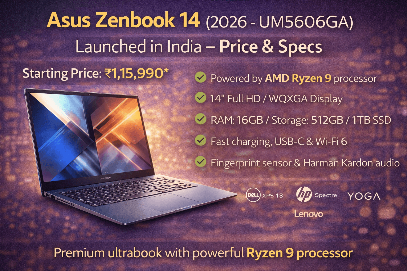 "Asus Zenbook 14 (2026 - UM5606GA) Launched in India – Price & Specs