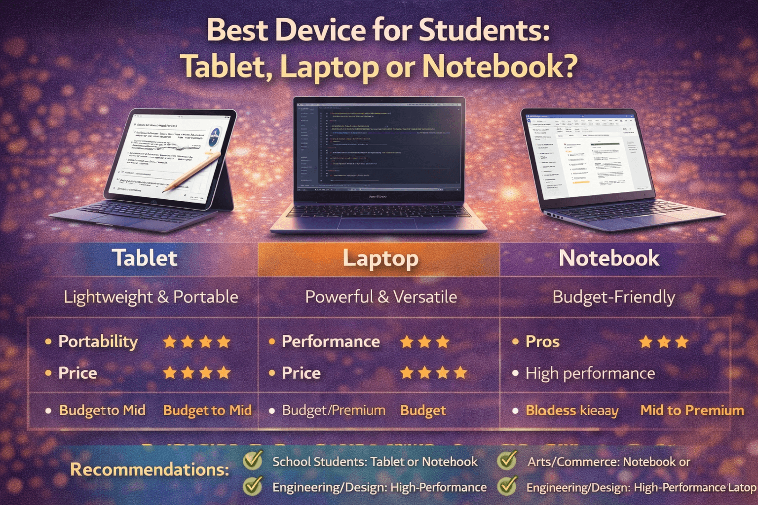 Best Device for Students: Tablet, Laptop or Notebook?