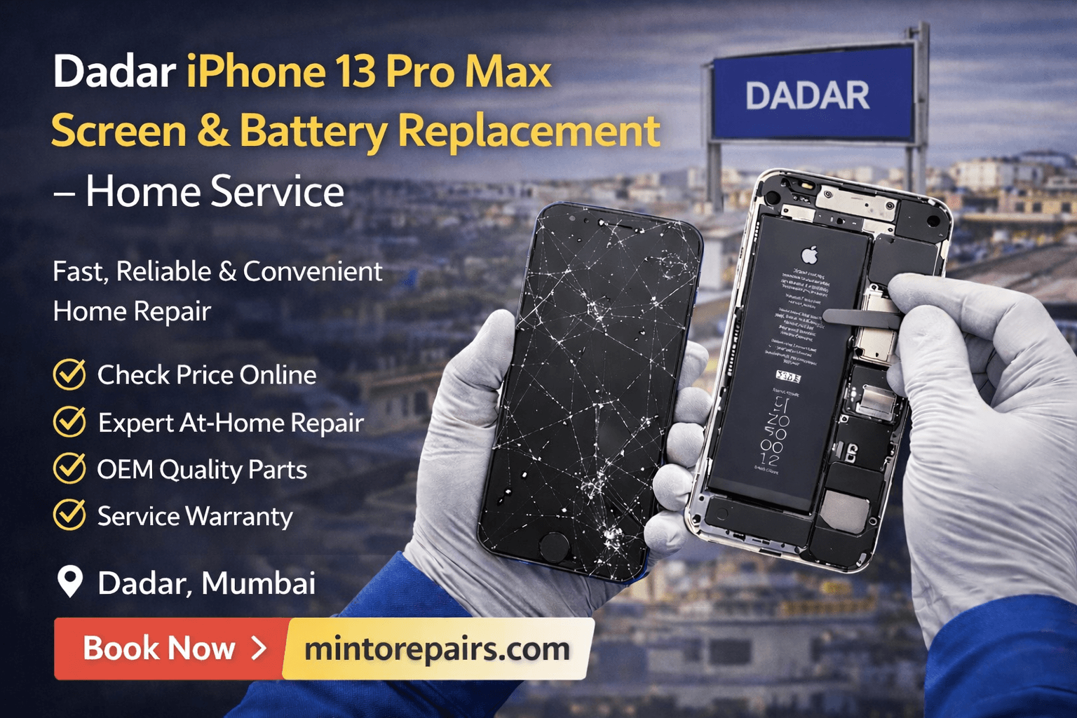 Dadar iPhone 13 Pro Max Screen & Battery Replacement – Home Service