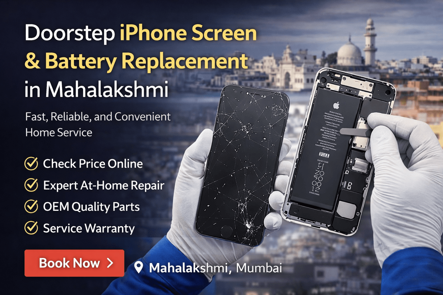 Doorstep iPhone Screen & Battery Replacement in Mahalakshmi