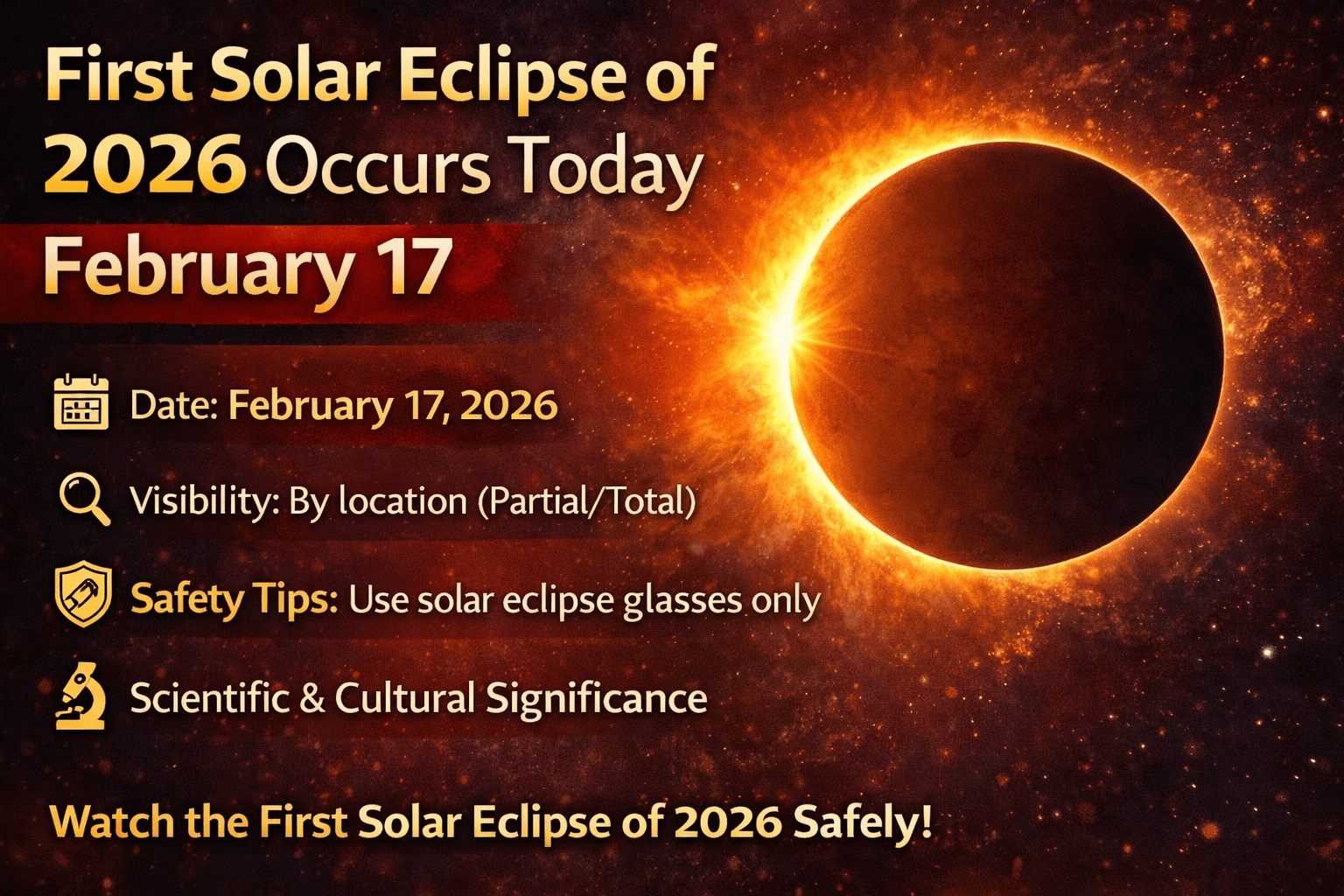 First Solar Eclipse of 2026 Occurs Today on February 17