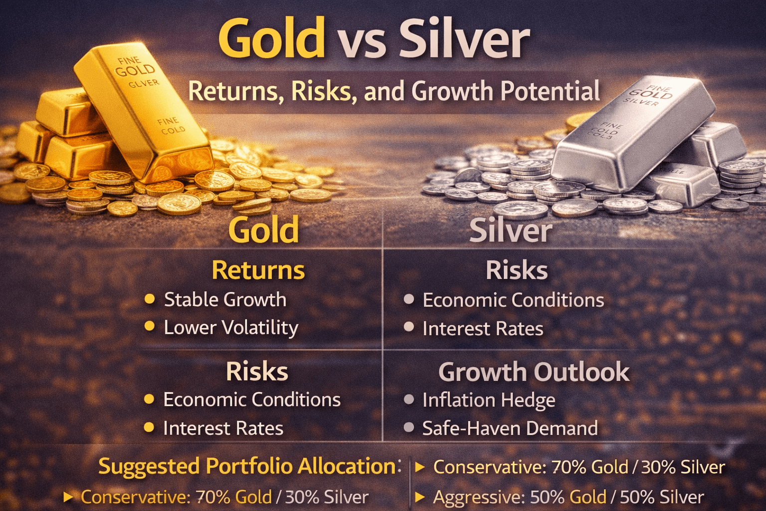 Gold vs Silver: Returns, Risks, and Growth Potential