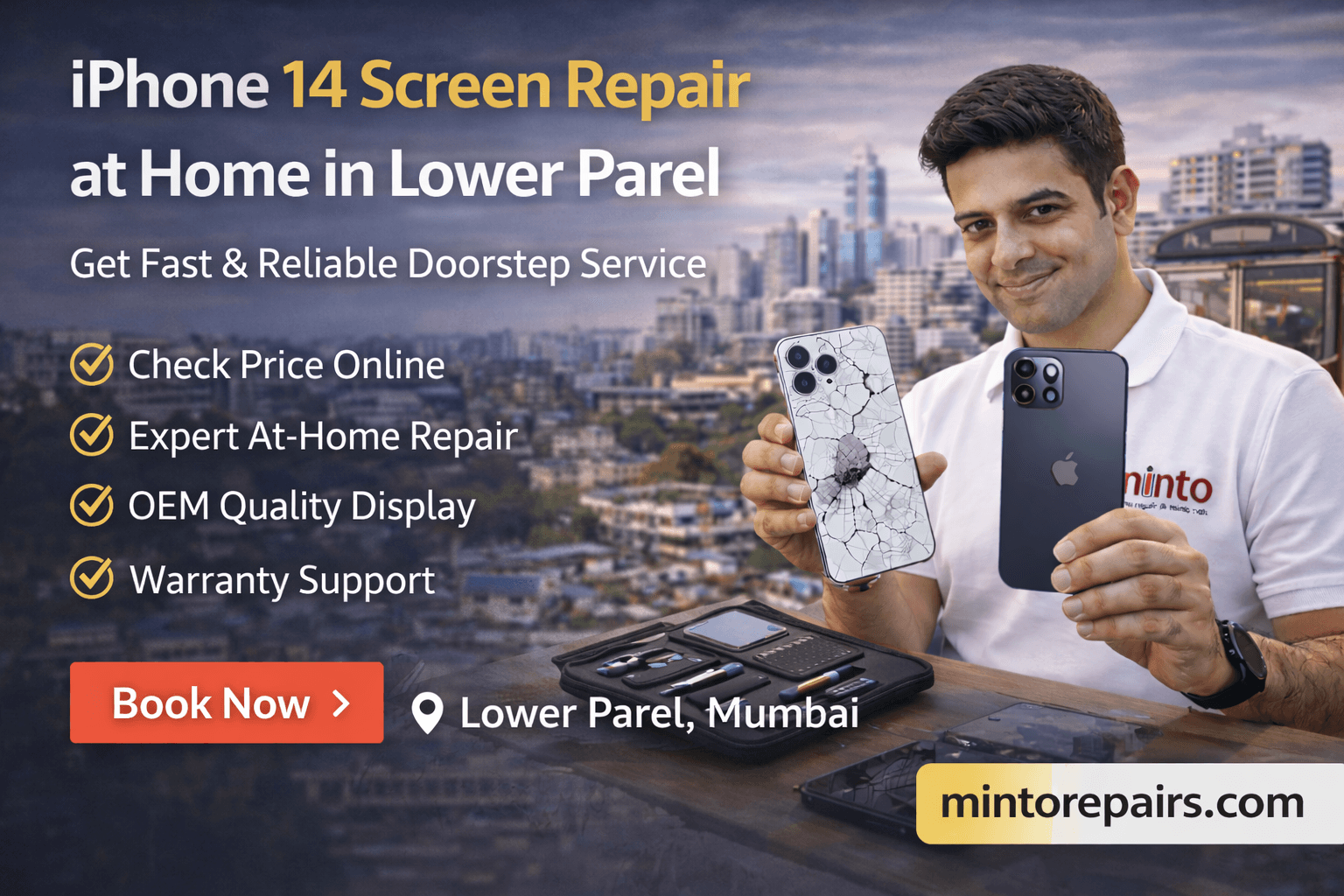 iPhone 14 Screen Repair at Home in Lower Parel