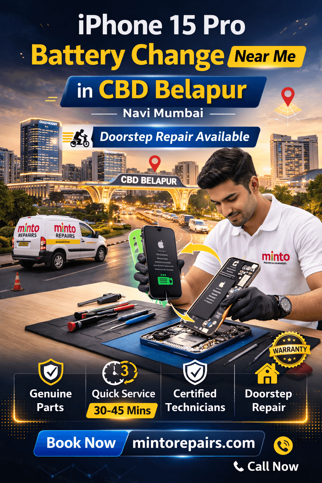 iPhone 15 Pro Battery Change Near Me in CBD Belapur