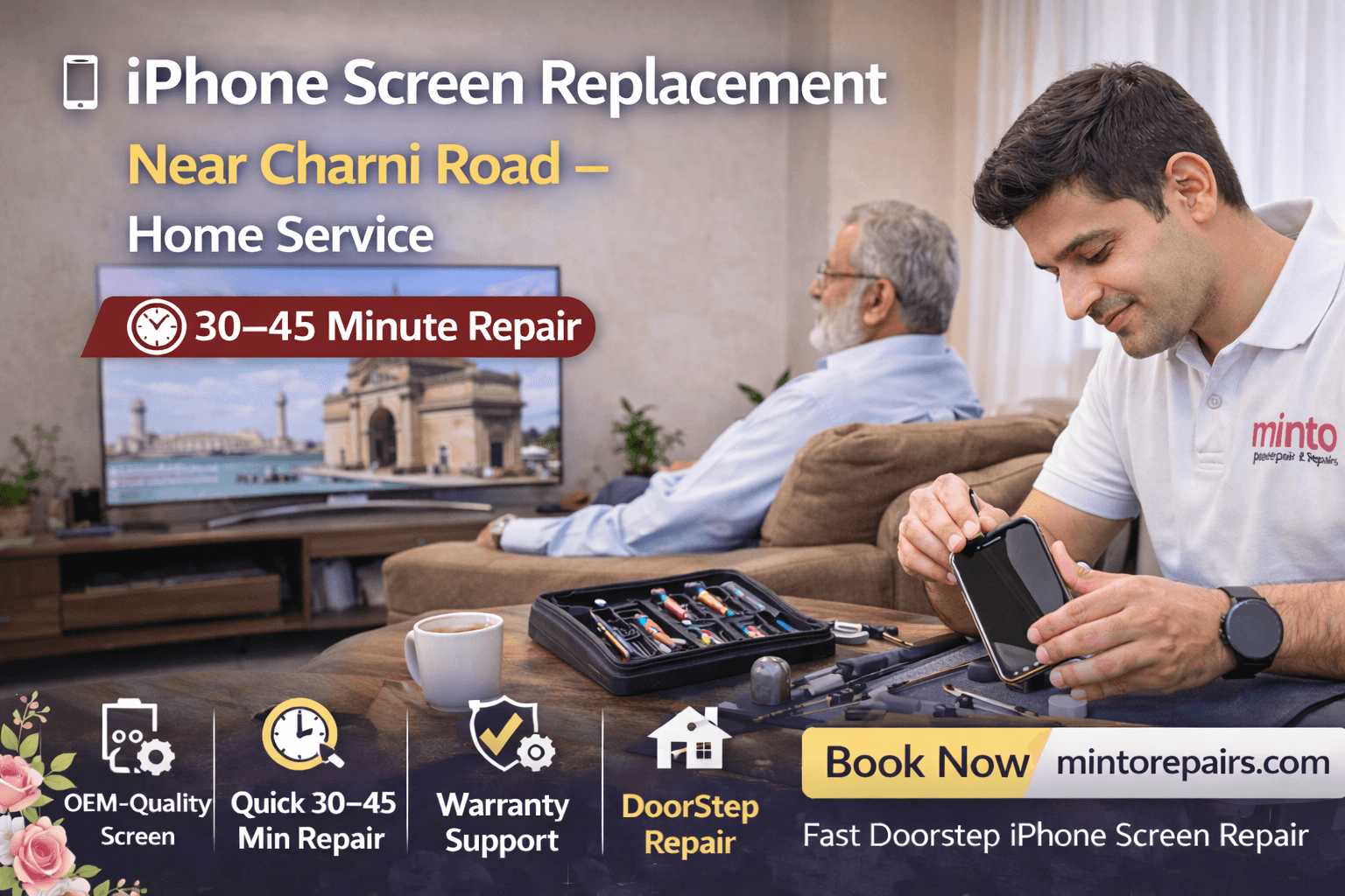 iPhone Screen Replacement Near Charni Road – Home Service