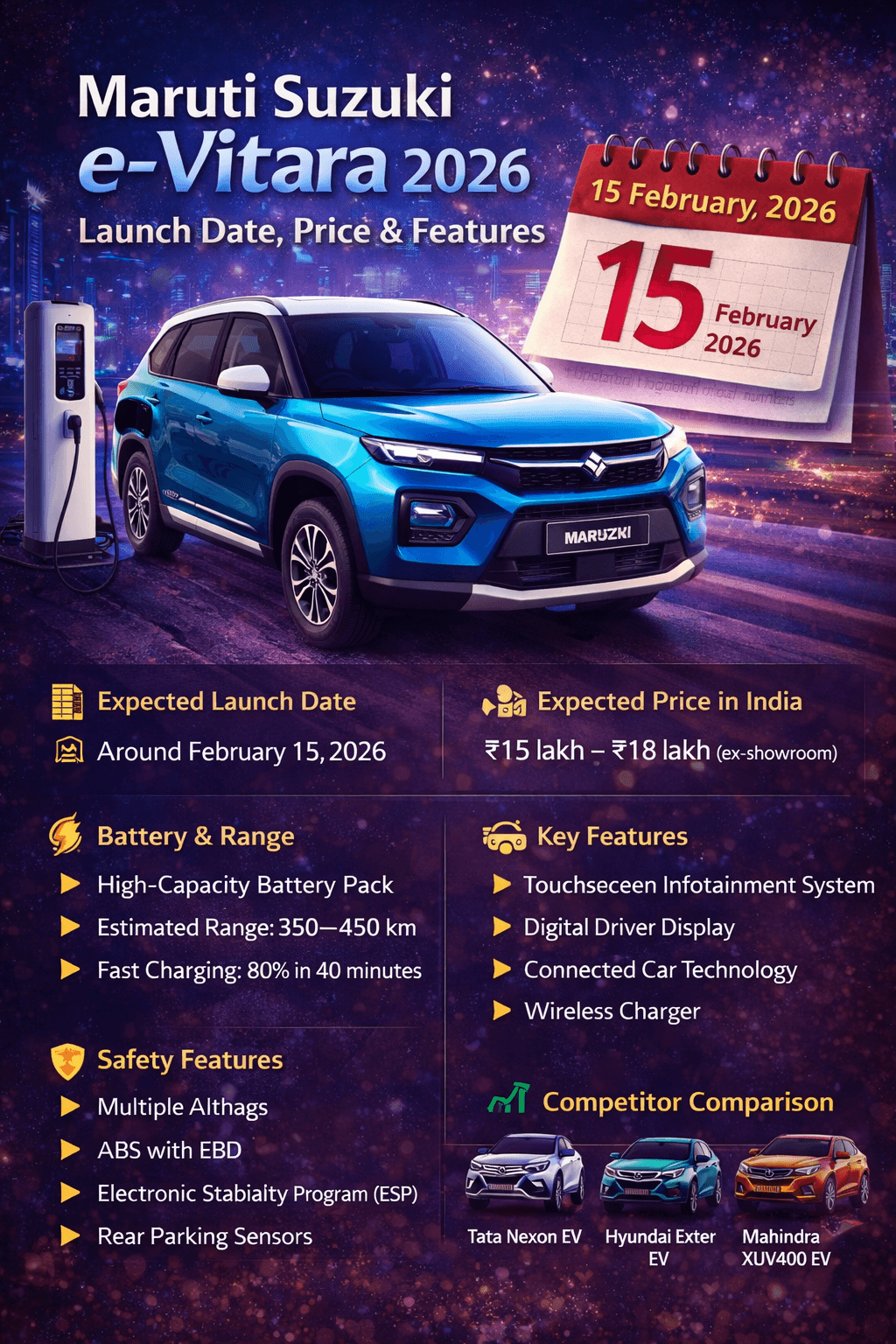 Maruti Suzuki e-Vitara 2026: Launch Date, Price & Features