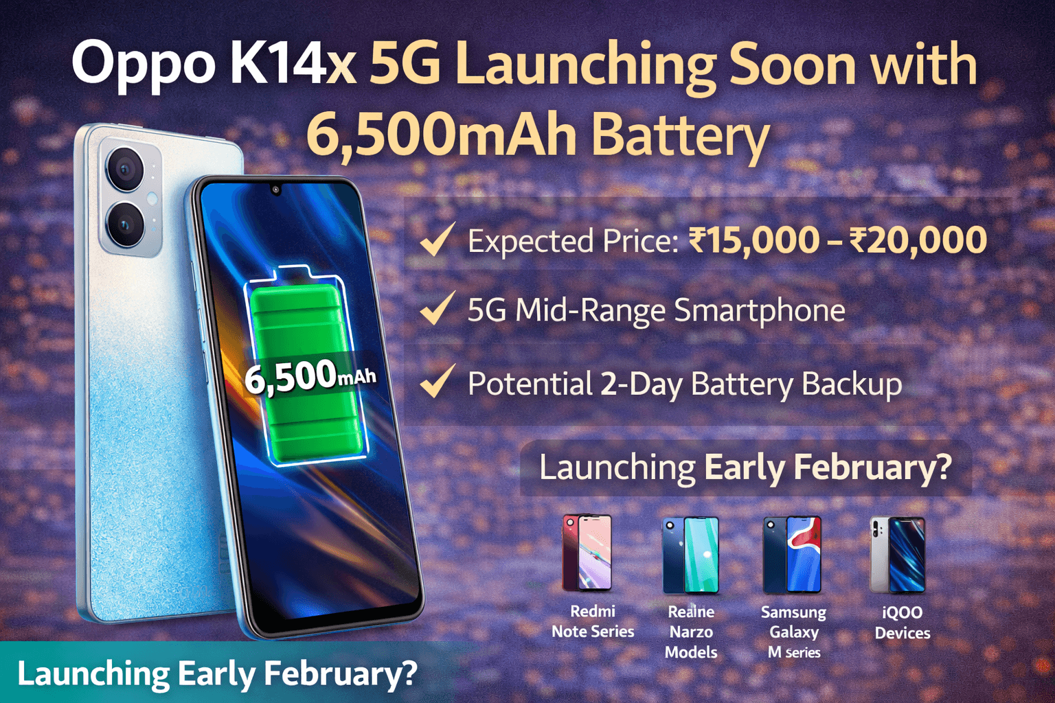 Oppo K14x 5G Launching Soon with 6,500mAh Battery