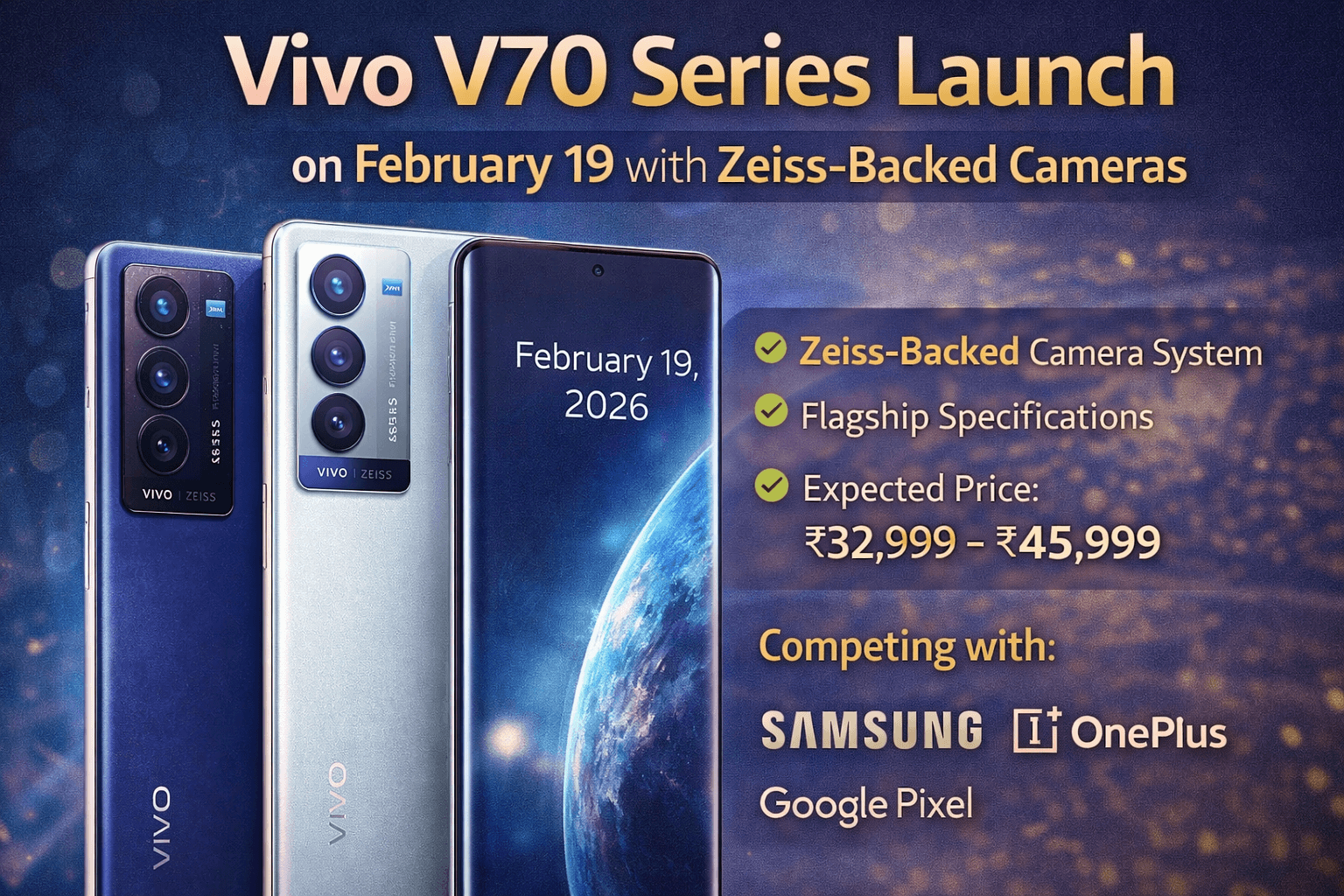 Vivo V70 Series Launch on February 19 with Zeiss-Backed Cameras