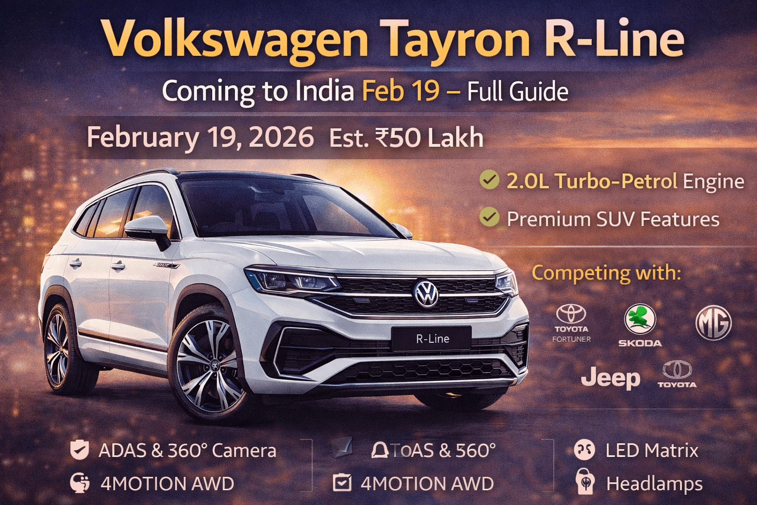 Volkswagen Tayron R-Line Coming to India Feb 19 – Full Guide